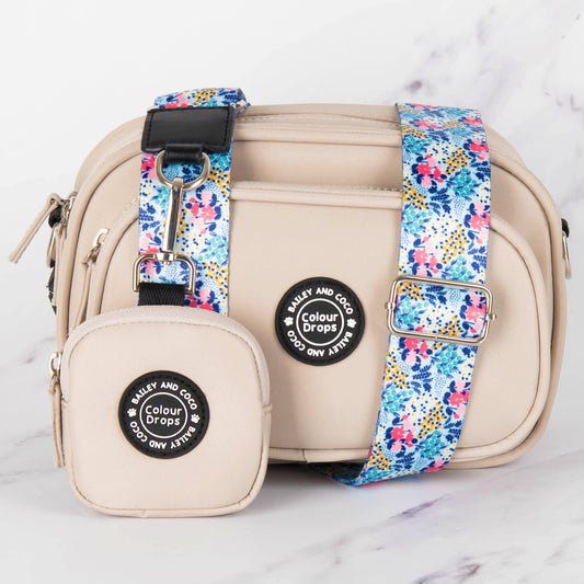Dog Walking Bag - Latte with Spring Dreams Strap