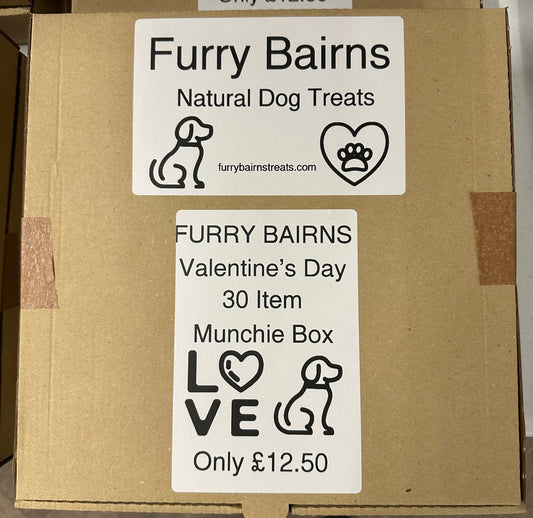 30 Item Valentine’s Doggie Munchie Box.
