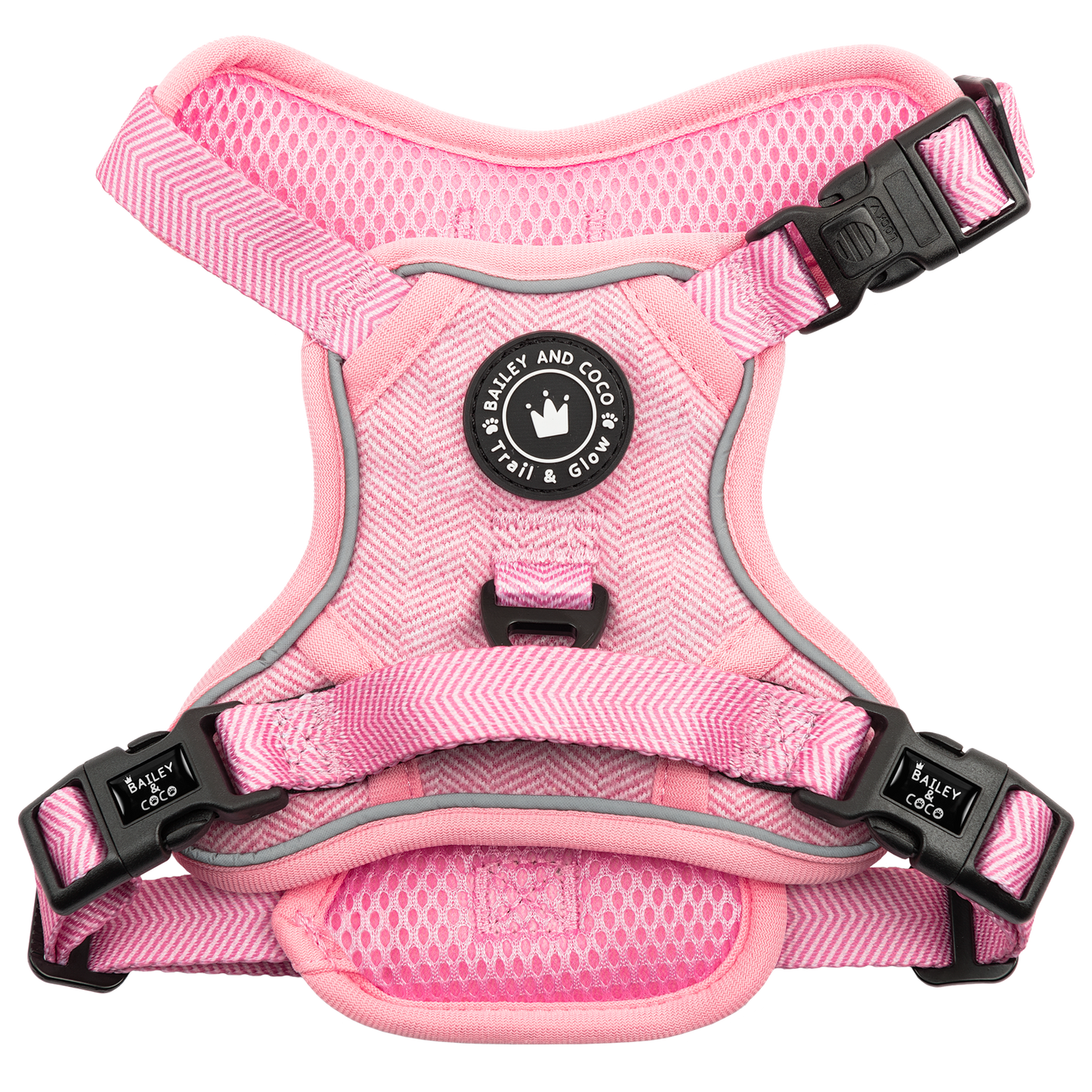 TRAIL & GLOW® DOG HARNESS - BUBBLEGUM PINK TWEED: Small