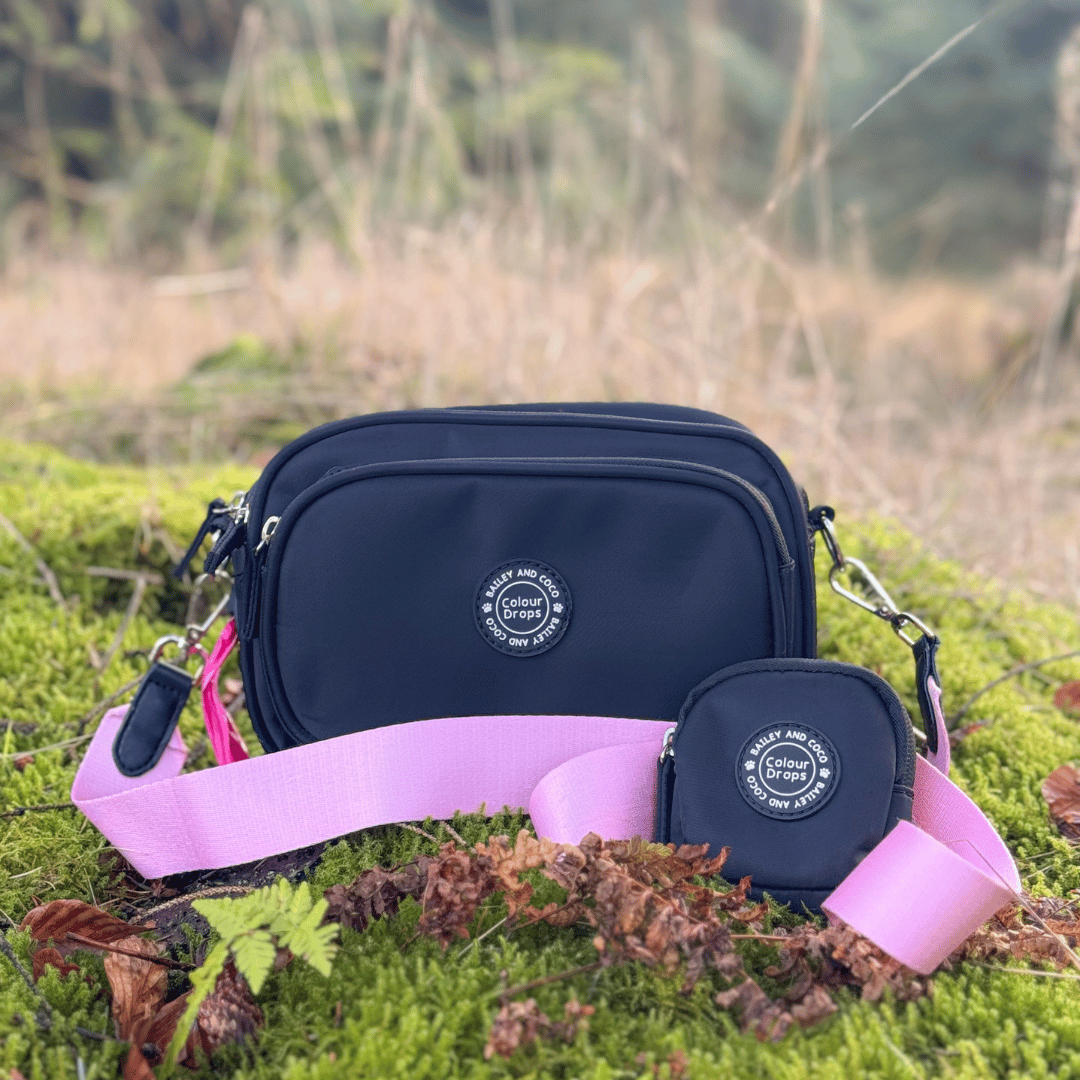 Dog Walking Bag - Black with We're Jammin' Strap & Pouch