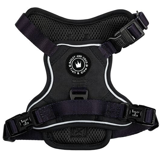 Trail & Glow® Dog Harness - The Jet Black One: Small