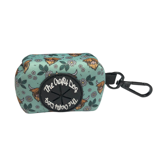 The Crafty Cow Poop Bag Holder - Highland Cow Mint Summer