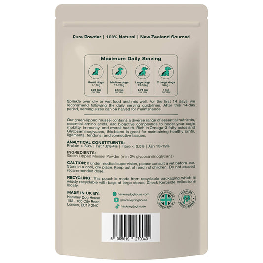 Green Lipped Mussel Powder for Dogs | 80 Servings.