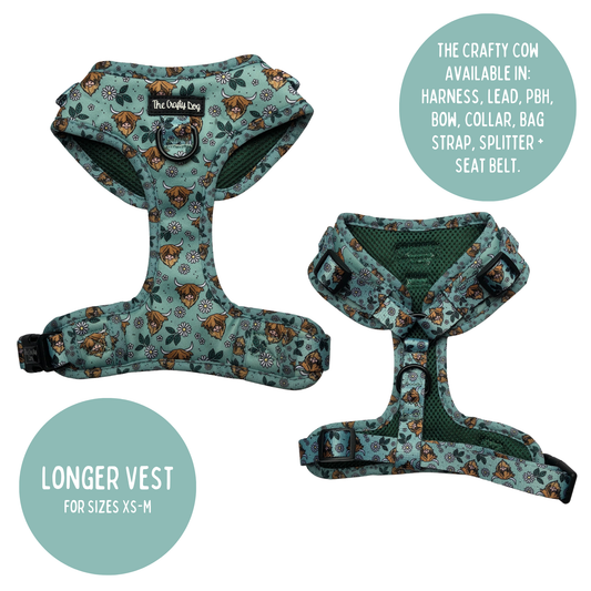 The Crafty Cow Harness - Mint Highland Cows Simple Summer