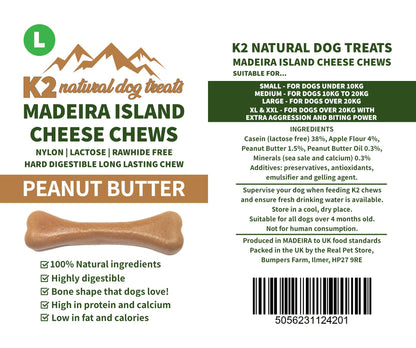 K2 Madeira Island Cheese Chews Peanut Butter Large 83g