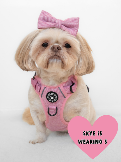 TRAIL & GLOW® DOG HARNESS - BUBBLEGUM PINK TWEED: Medium
