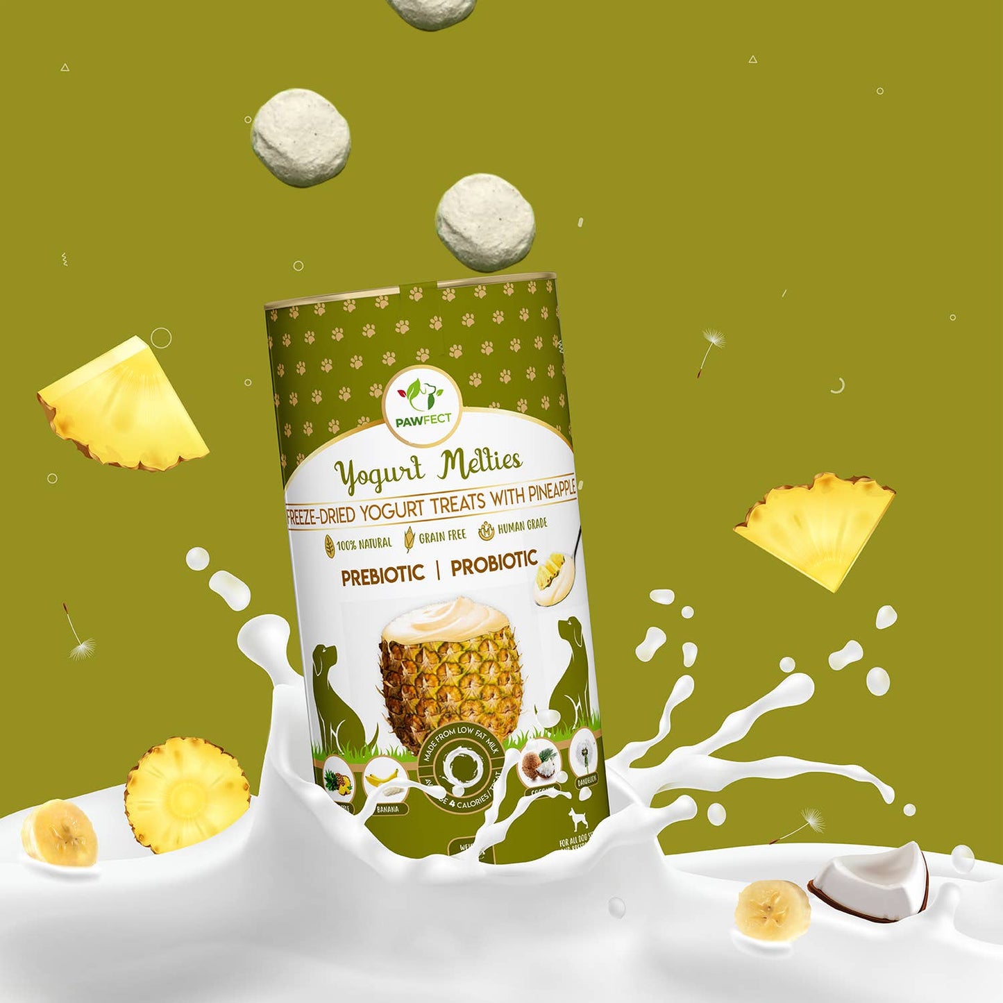 Prebiotic and Probiotic Dog Treats: Pineapple & Yogurt