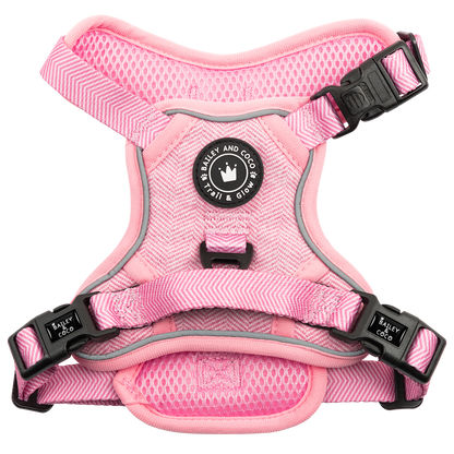 TRAIL & GLOW® DOG HARNESS - BUBBLEGUM PINK TWEED: Extra Large