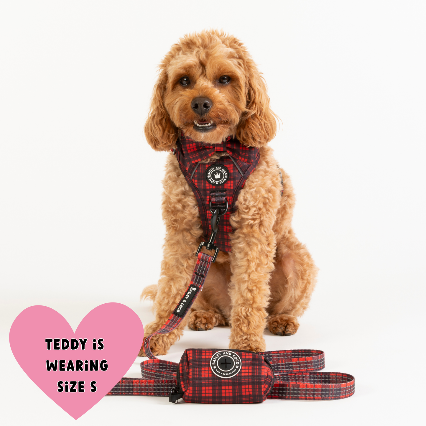 Trail & Glow® Dog Harness - The Red Tartan One: L