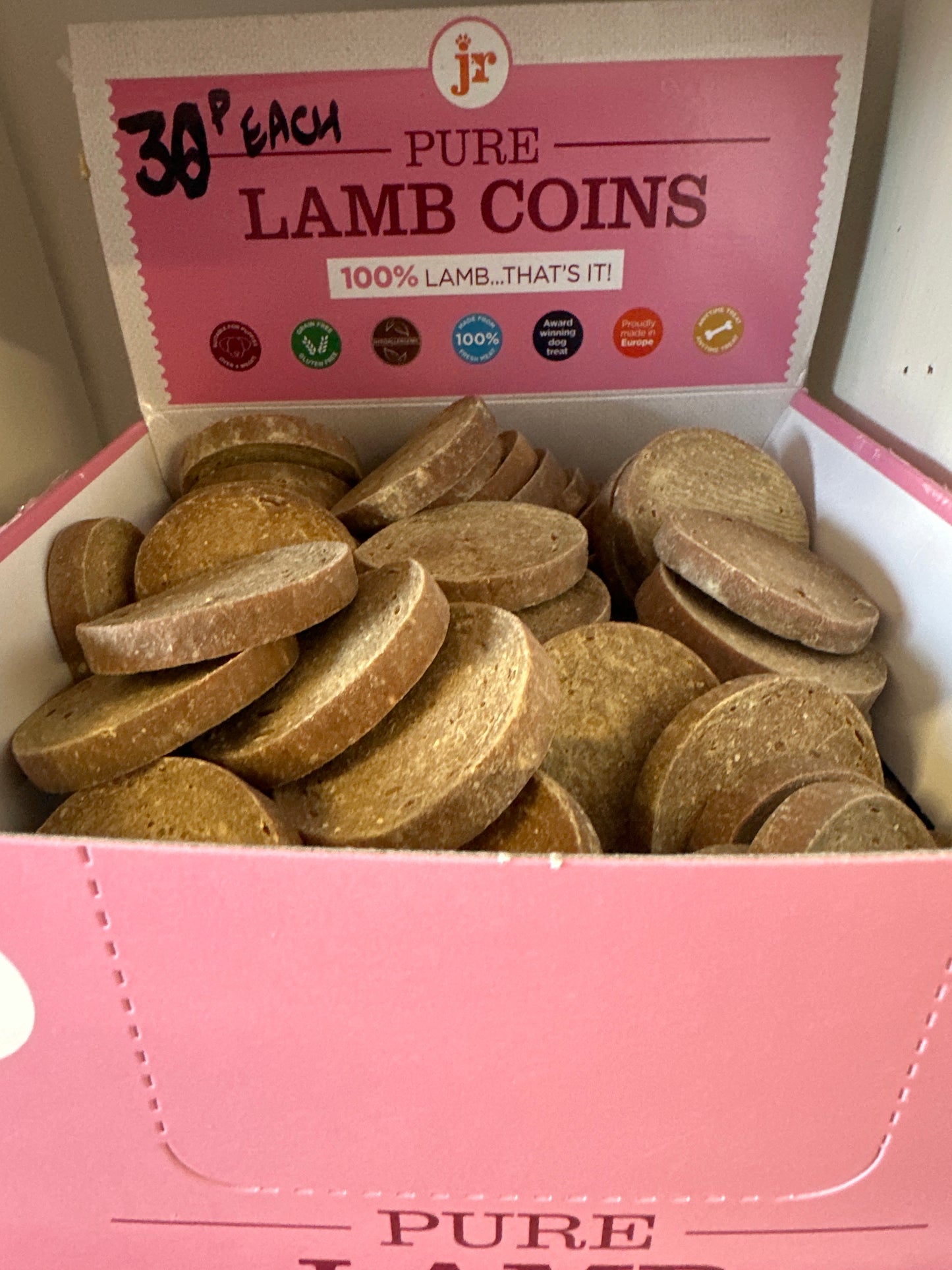 Pure Lamb Coins dog treats.