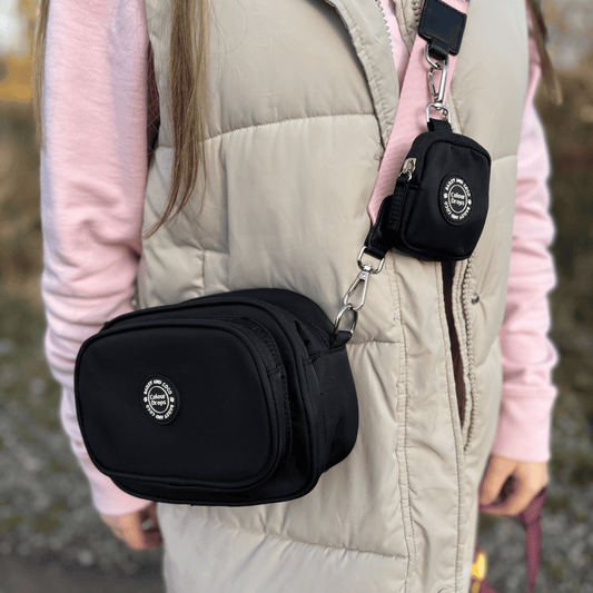 Dog Walking Bag - Black with We're Jammin' Strap & Pouch