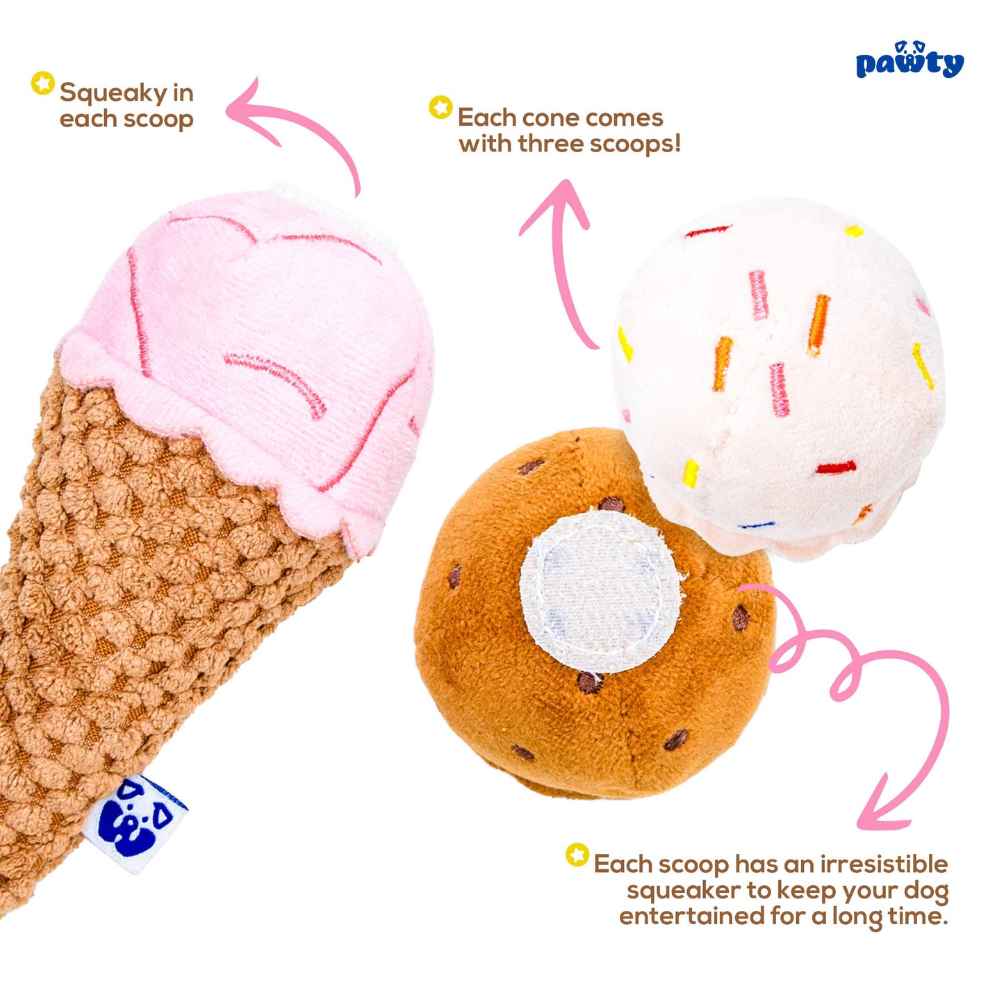 PAWTY's Ice Cream Interactive Dog Toy