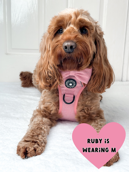 TRAIL & GLOW® DOG HARNESS - BUBBLEGUM PINK TWEED: Extra Large